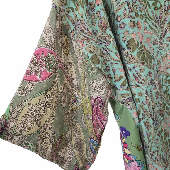 KARMA HIGHWAY  - Short Kimono, Green, Pink, O/S - Picture 4 of 6